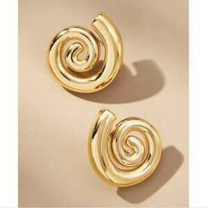 Anthropologie Minimalist Spiral Gold Stud Earrings
